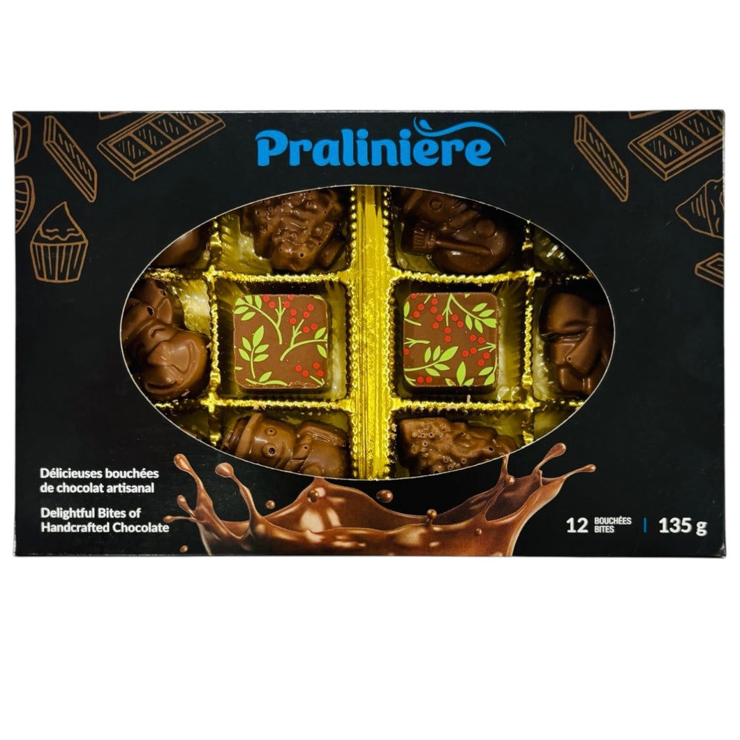 boite cadeau de chocolat au lait avec 12 figurines de Noel