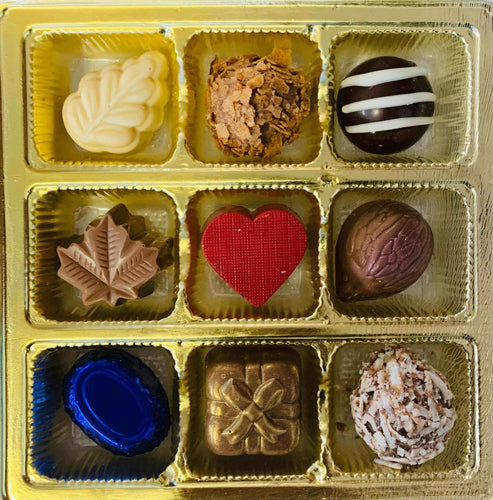 Boite de chocolats fins, 9 bouchées