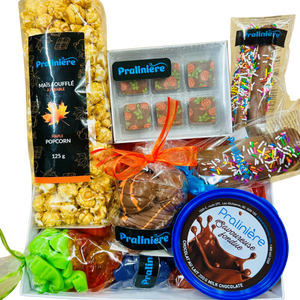 Panier cadeau pour famille à Halloween. achetez le cadeau de chocolat et bonbons en ligne