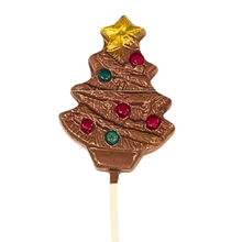Charger l&#39;image dans la galerie, Suçon en chocolat en forme de sapin pour cadeau de Noël à commander en ligne de la chocolaterie artisanale Pralinière