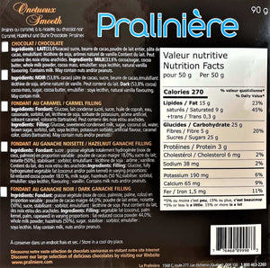 ingrédients de la boite de chocolat artisanal de la praliniere