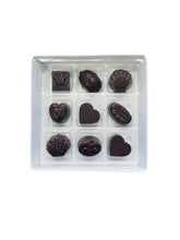 Charger l&#39;image dans la galerie, Bouchées de chocolat noir dans la boite cadeau de la chocolaterie artisanale de la praliniere