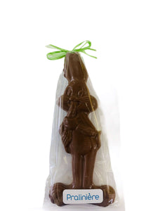 Lapins Bugs Bunny en chocolat au lait avec riz croquant dans son sac pour cadeau de Pâques