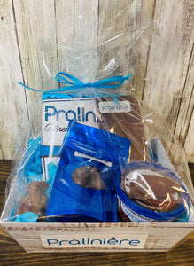Panier cadeau de chocolaterie artisanale fait au Québec. Boutique en ligne